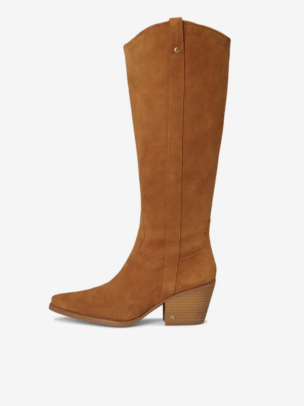 San Edelman Wyatt Tall Suede Block Heel Boots - Brown - Picture 4 of 9